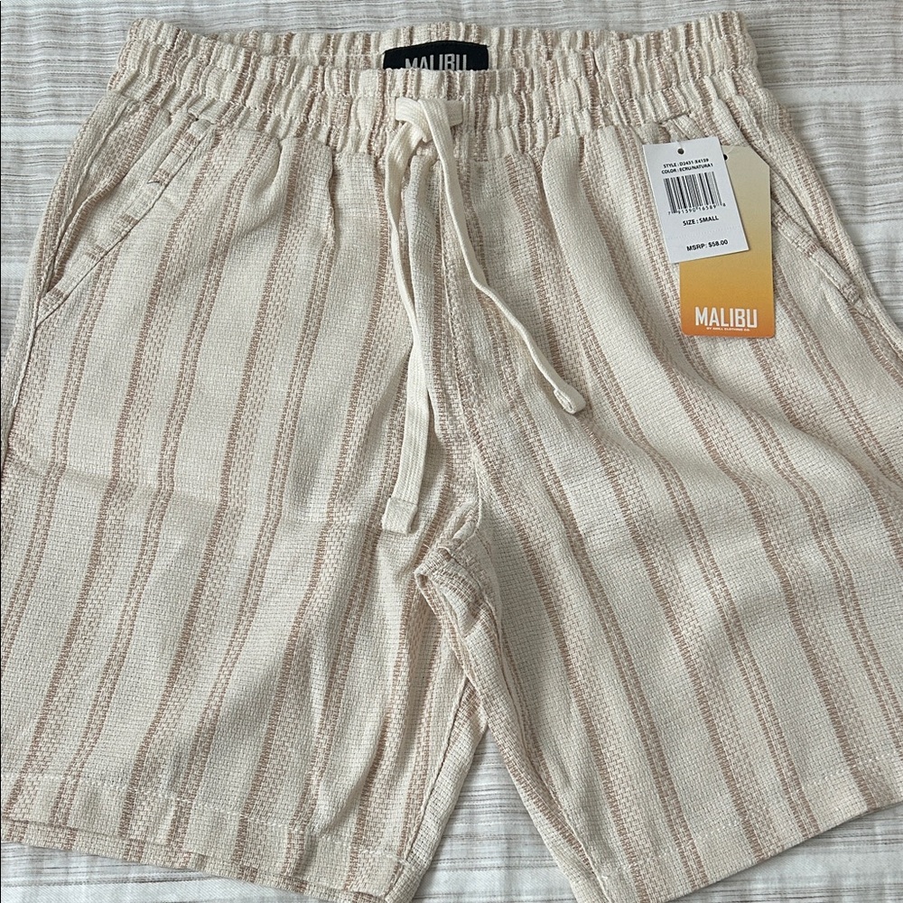 Malibu Clothing Co. Beige and Tan Striped Shorts